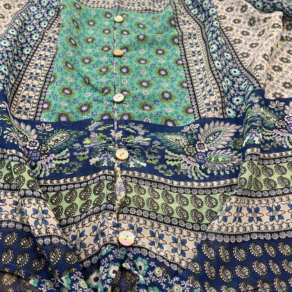 Anthropologie Fig & Flower Sheer Button-down Top - Picture 2 of 5